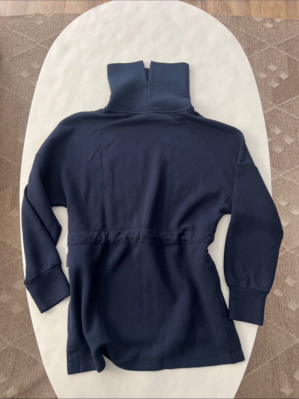 Varley Freya Blue (Sky Captain) Cowl Neck Sweater with Drawstring - Size S $148 - Picture 6 of 11